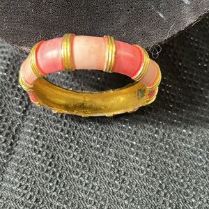 Vintage Original MCM by Robert NYC two tone pink Enamel on Gold bangle bracelet
